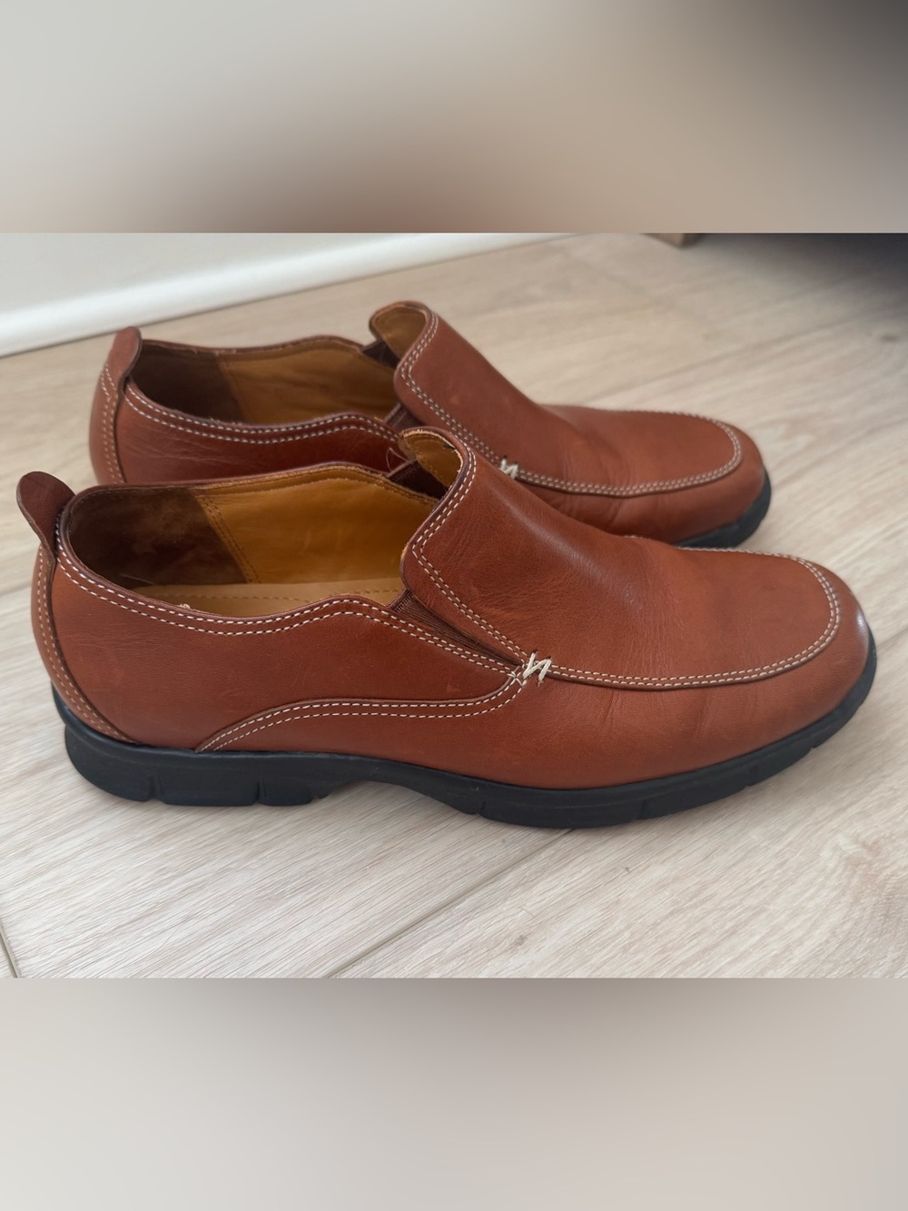 Cole Haan Men’s 8M Nike Air brown leather slip-on driving loafers dress shoes